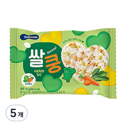 베베쿡 쌀쿵 시금치와 당근, 15g, 5개, 혼합맛(시금치/당근)