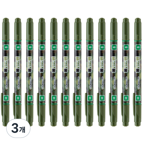 라인플러스 OHP펜 1mm 물펜MF 3.0mm 12p, 녹색, 3개