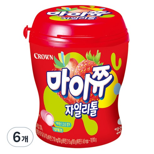 크라운 마이쮸 용기 딸기, 110g, 6개