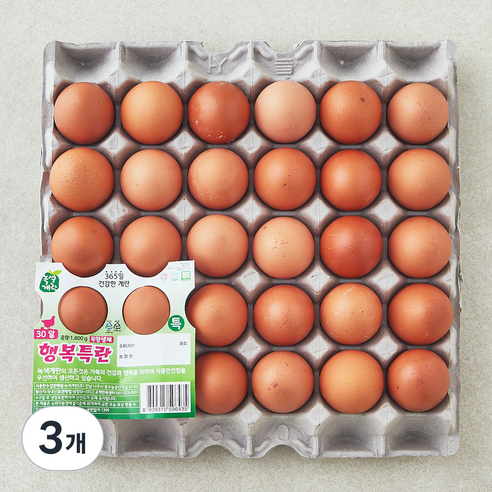 녹색계란 무항생제 인증 행복특란 1.8kg, 3개, 30구