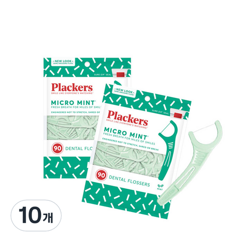 플랙커스 마이크로 민트 치실, 90개입, 10개