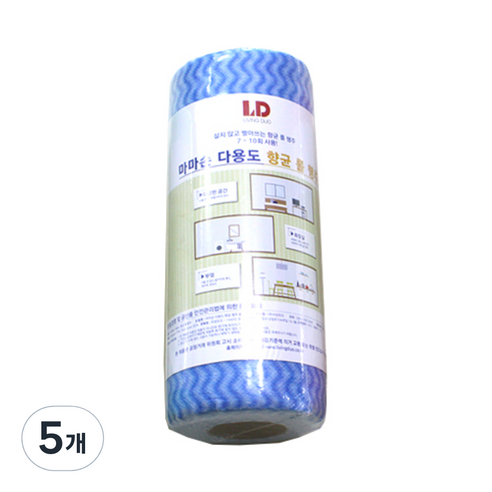리빙듀오 다용도 항균 롤 행주 블루, 50개, 5개
