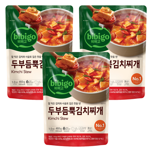 비비고 두부듬뿍 김치찌개, 460g, 3개