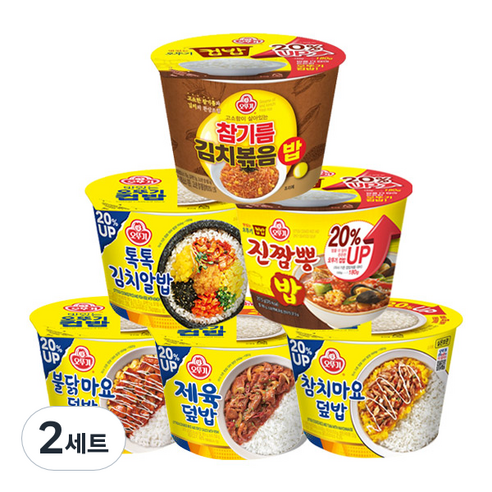 오뚜기 컵밥 6종 (톡톡김치알밥+참치마요+불닭마요+제육덮밥+진짬뽕+참기름김치볶음), 2세트