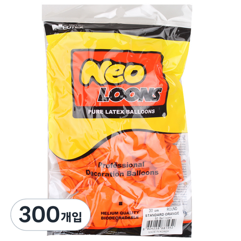 네오텍스 30cm 라운드풍선, 스탠다드 오렌지, 300개