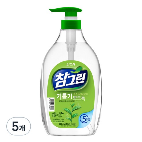 참그린 레몬 녹차 뽀드득 어드밴스 주방세제, 5개, 1kg