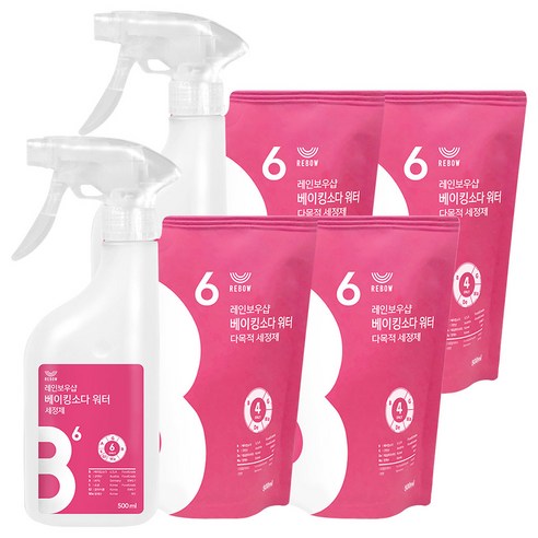 레인보우샵 베이킹소다 워터 다목적 세정제 500ml + 리필 500ml x 2p, 2개