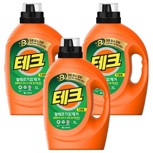 [비건라이프] 테크 알레르기 원인물질 제거 드럼용 액상세제 본품, 3L, 3개