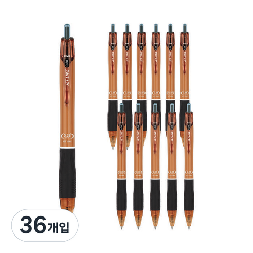 자바펜 제트라인 유성볼펜 0.38mm, 검정, 36개입