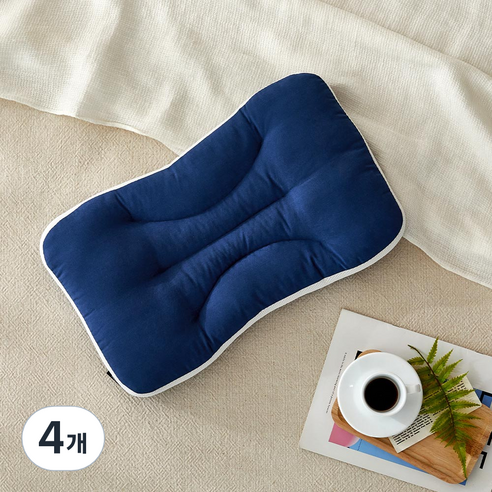 모던하우스 ON 부드럽고 낮은 목이 편안한 메쉬 경추 베개, 네이비, 4개