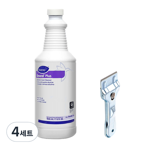 다이버시 에머럴 플러스 인덕션 세정제 + 스크래퍼 세트, 946ml, 4세트