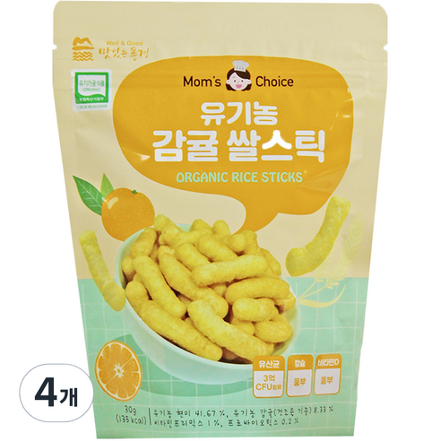 맛있는풍경 유기농 쌀스틱, 감귤, 30g, 4개