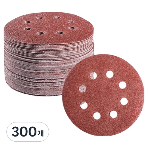 OON 원형 사포 샌딩 페이퍼 8홀 180방 125mm, 300개