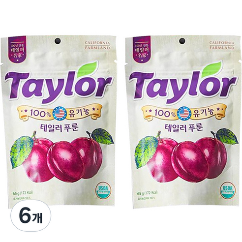 테일러 유기농 푸룬건자두, 65g, 6개