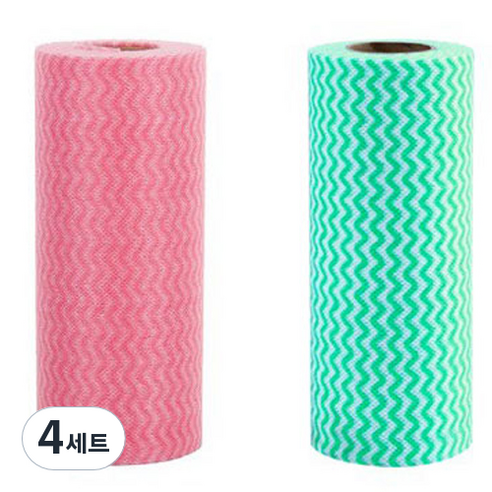 롤타입 간편 수세미 2종 세트, 4세트, 레드, 그린