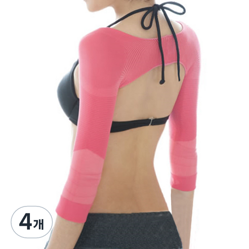 므뮤 여성용 바른자세 어깨 허리 등 긴팔 디자인 밴드 핑크 M, 4개