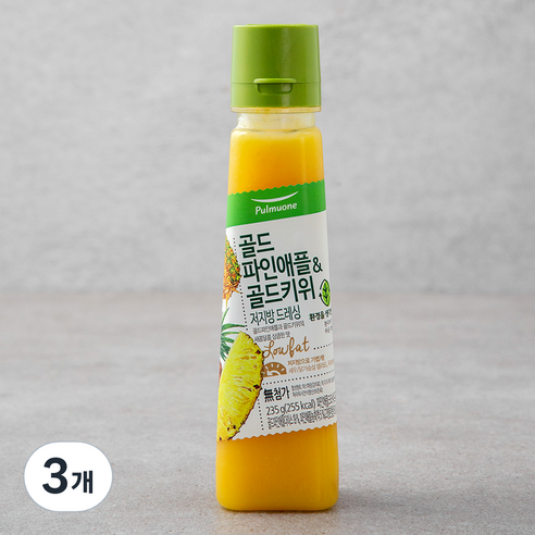 풀무원 골드 파인애플 골드키위 저지방 샐러드소스, 235g, 3개