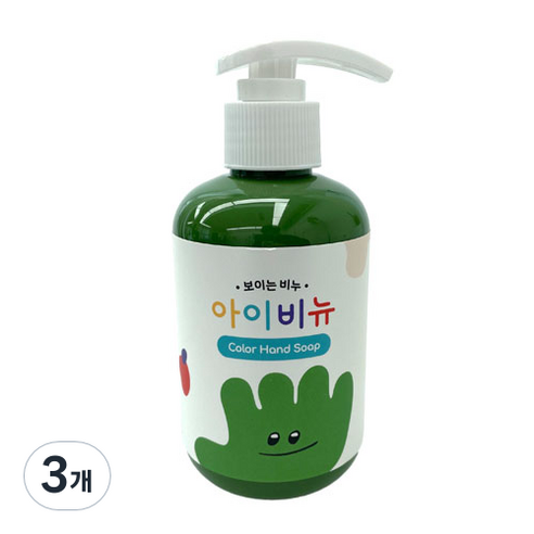 아이비뉴 유아용 손세정제 초록색, 과일향, 300g, 3개
