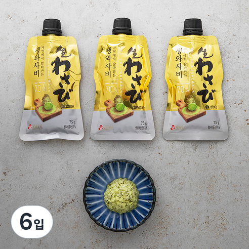 주비푸드 뿌리를 갈아만든 생와사비 70%, 75g, 6입