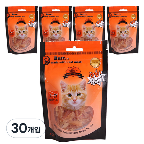 캣몽 고양이용 간식 치킨슬라이스 닭 40g, 닭고기맛, 30개입