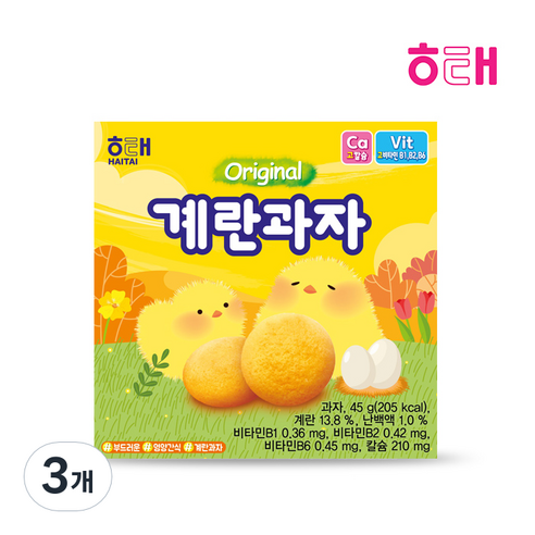 해태제과 계란 과자, 45g, 3개
