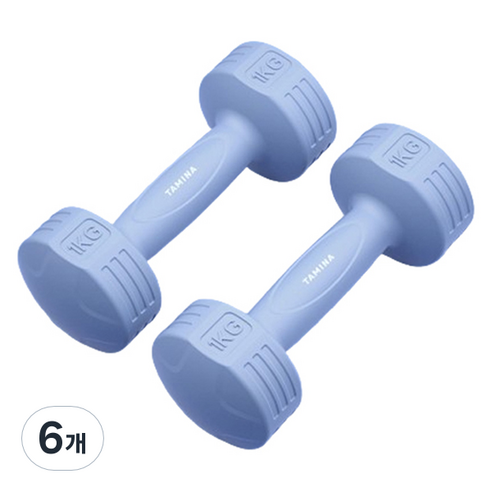 타미나스포츠 프리미엄 PE 미용 아령 덤벨 블루, 1kg, 6개