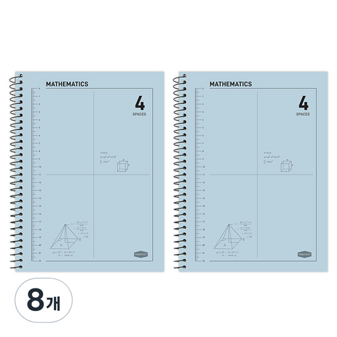 핑크풋 3000 4분할 수학 연습장, 블루, 8개