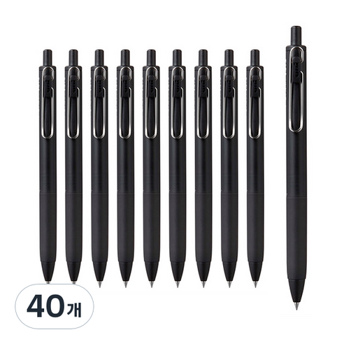 유니볼원 중성 잉크펜 0.5mm, 블랙배럴, 40개