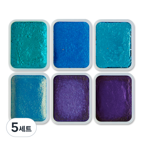 메이브라운 수채화물감 메탈릭 네일파우더 6종 C 세트 M10225, 5세트, 혼합색상
