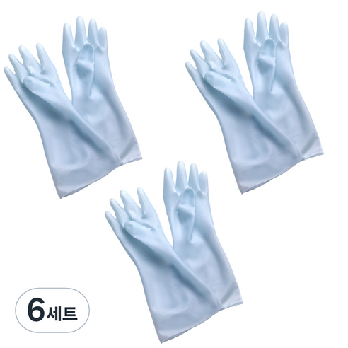 리즈제이니 라텍스 고무장갑 S, 07 젤리 블루, 소(S), 6세트