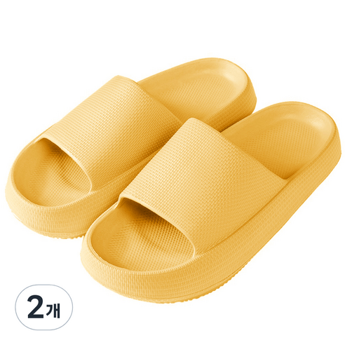 라이프서치 미끄럼 방지 쿠션 슬리퍼, 엘로우, 2개