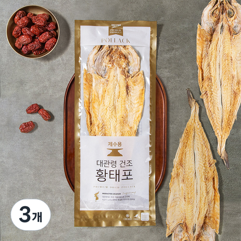마켓밀러 대관령에서 건조한 황태포, 210g, 3개