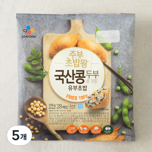 CJ씨푸드 주부초밥왕 국산콩, 328g, 5개