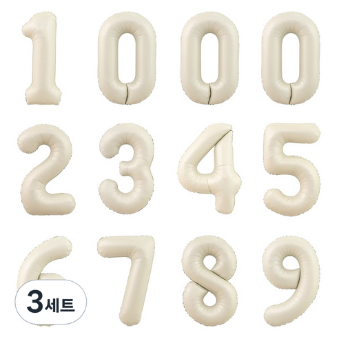 파티아일랜드 숫자 호일 풍선 12p 세트 80cm, 크림, 3세트