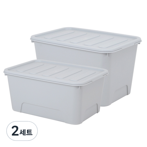 가쯔 마카롱리빙박스56L + 72L, 라이트그레이, 2세트