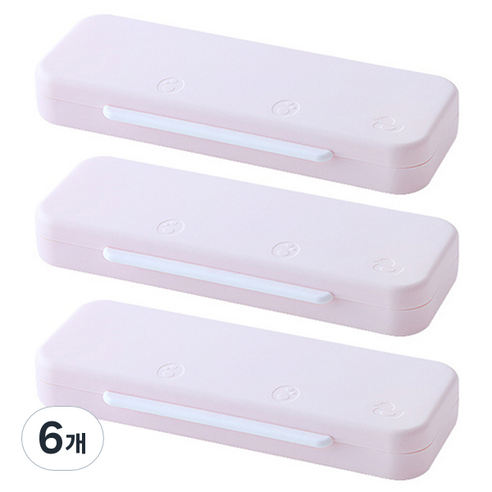 마켓감성 오리무늬 사각 이단 필통, 핑크, 6개