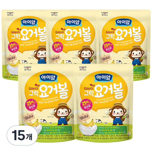 일동후디스 아이얌 그릭 요거볼, 바나나맛, 20g, 15개