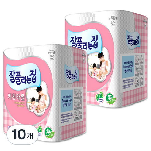 잘풀리는집 천연펄프 키친타올 150매, 40개