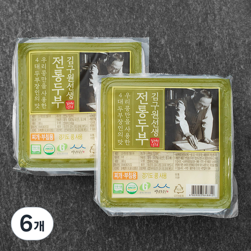 김구원선생 전통두부 2입, 600g, 6개