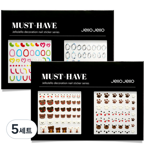 젤로젤로 머스트해브 젤네일 스티커 2종 세트, JNC-03, 5세트