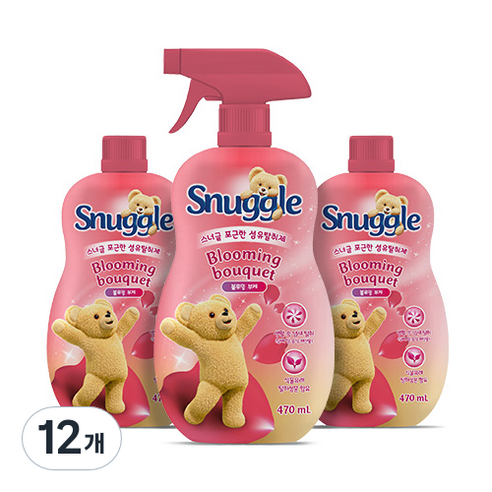 스너글 섬유탈취제 블루밍 부케, 470ml, 12개