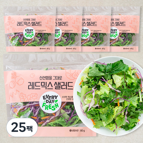 신선함을 그대로 레드믹스 샐러드, 80g, 25팩