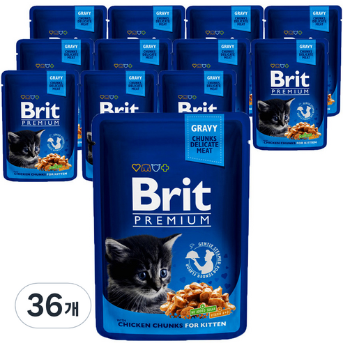 브릿 고양이 프리미엄 캣 파우치 닭고기 키튼, 36개, 100g, 닭