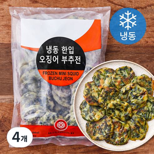 한입 오징어 부추전 (냉동), 1kg, 4개