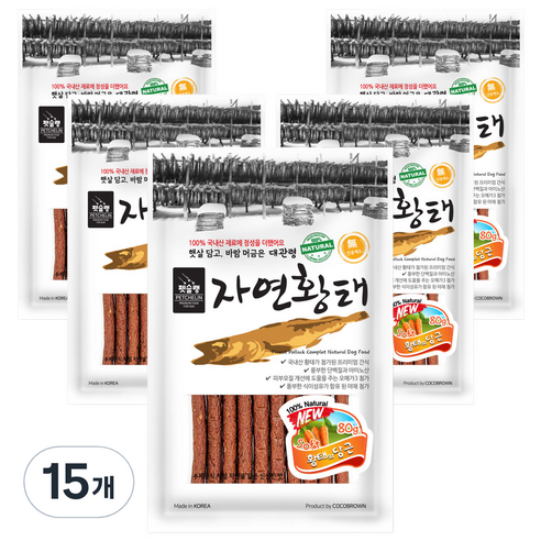 펫슐랭 대관령 자연황태 져키, 황태 + 당근 혼합맛, 80g, 15개