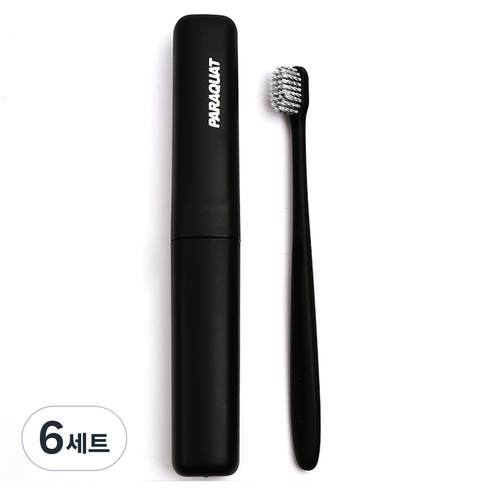 PARAQUAT 슬림 컬러 칫솔 케이스 세트 블랙, 6세트