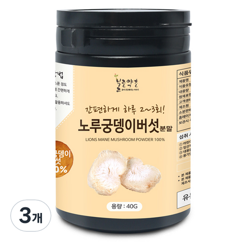 노루궁뎅이버섯 분말, 3개, 40g