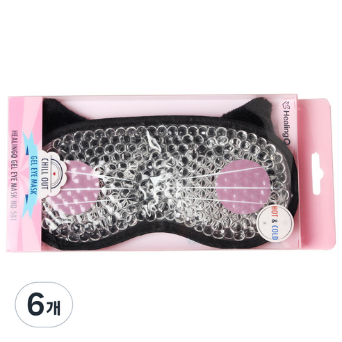 힐링큐 눈 냉온 젤안대 블랙 HQ-501, 6개, 1개입