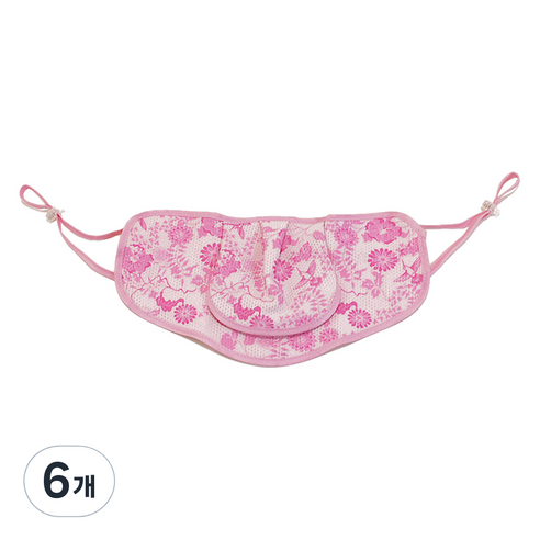 구리원사 2단 T3 꽃무늬 햇빛차단 마스크 24 x 12.5 cm, 1개입, 6개, 핑크