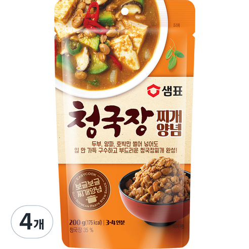 샘표 청국장 찌개 양념, 200g, 4개